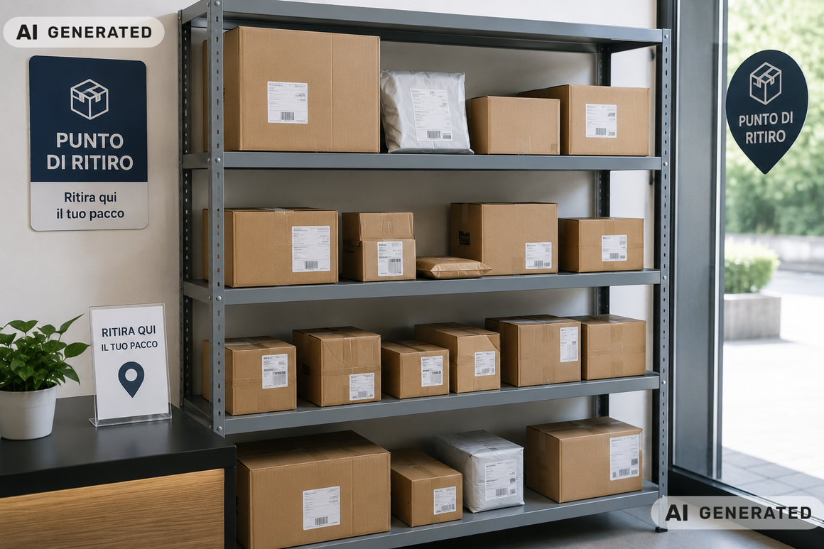 Cliente che ritira un pacco presso un punto ritiro convenzionato