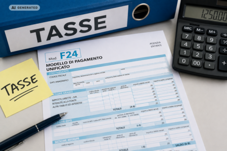 Operatore che compila un modello F24 insieme a un cliente